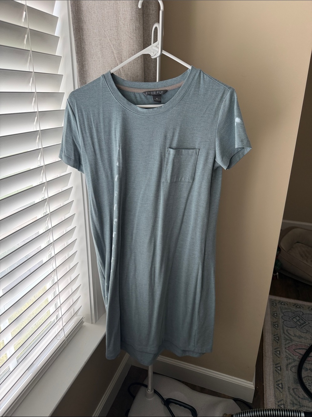 Relaxed Pocket T-Shirt Dress in Dusty Blue